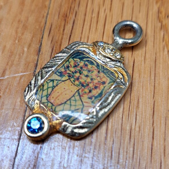 Vintage enamel surrealist painting pendant by Tony Curtis - Picture 2 of 3